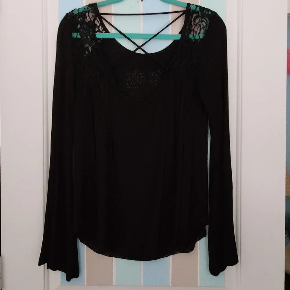 Harley Davidson Women's Long Sleeve Black Lace Top Size M - Picture 4 of 8